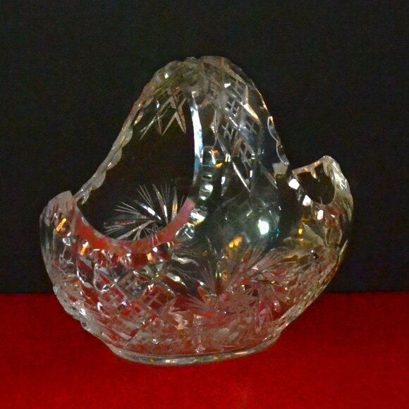 Mid-Century Unmarked Cut Crystal Bowl Table Center Piece Candles Flowers Fruit - Picture 1 of 7